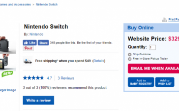 Цена Nintendo Switch может составить 244 доллара