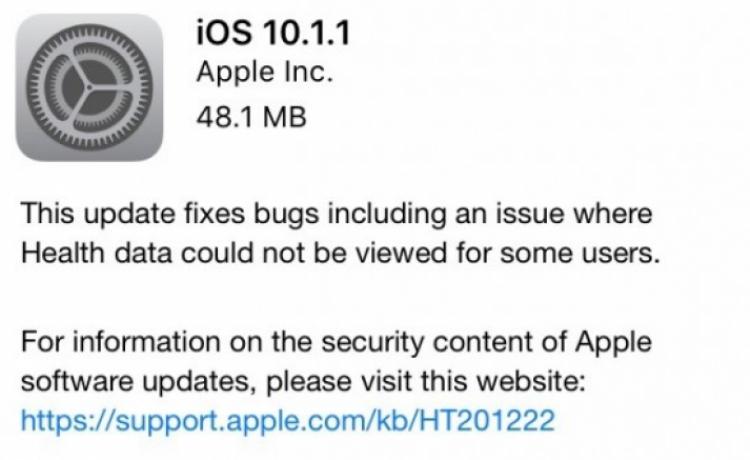 Обновление iOS 10.1.1 решает проблемы со Здоровьем